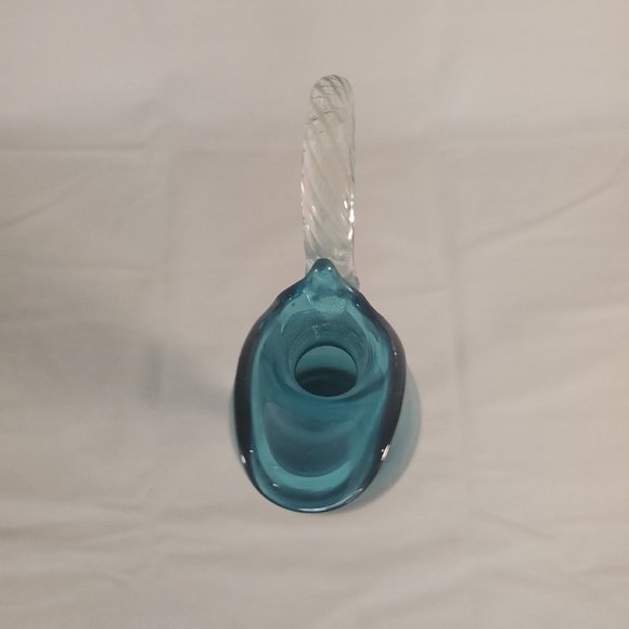 Vintage MCM Italy Empoli Turquoise Blue 14” Ewer Decanter Chipped Stopper RARE - Picture 14 of 16